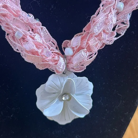 Unique crochet style coral necklace. - Picture 2 of 4